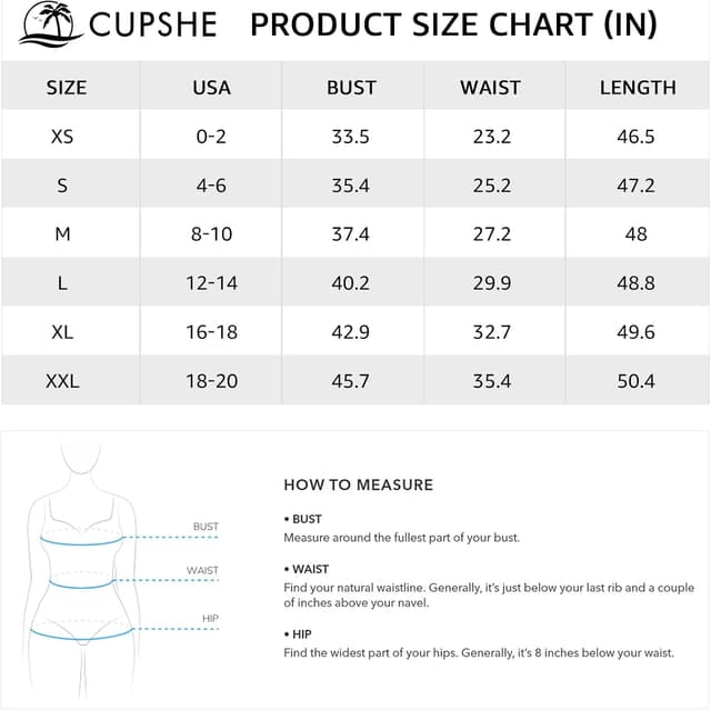 Detalle 2 de CUPSHE Robe d’été maxi imprimée tropicale à épaules dénudées, taille élastique et volants