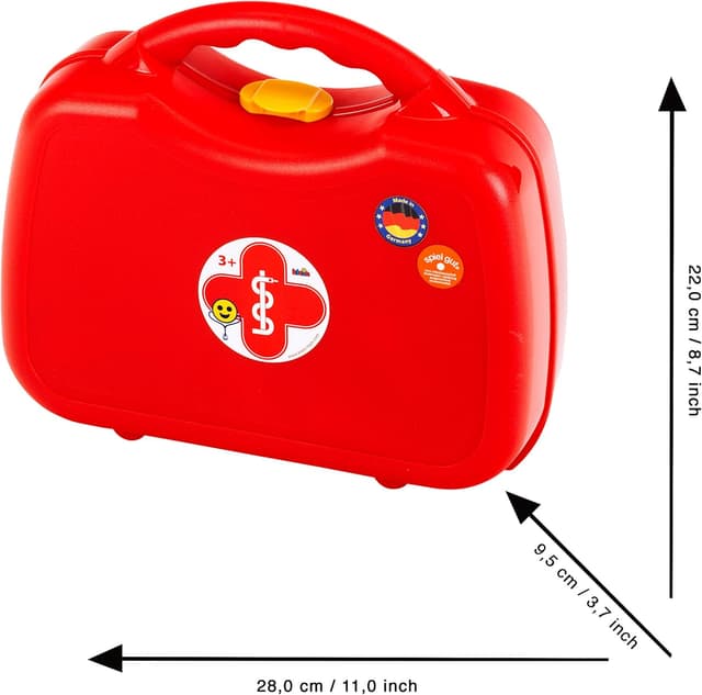 Detalle de Theo Klein 4383 Arztkoffer – 14-teiliges Doktor-Set mit Stethoskop, Thermometer & Tragegriff