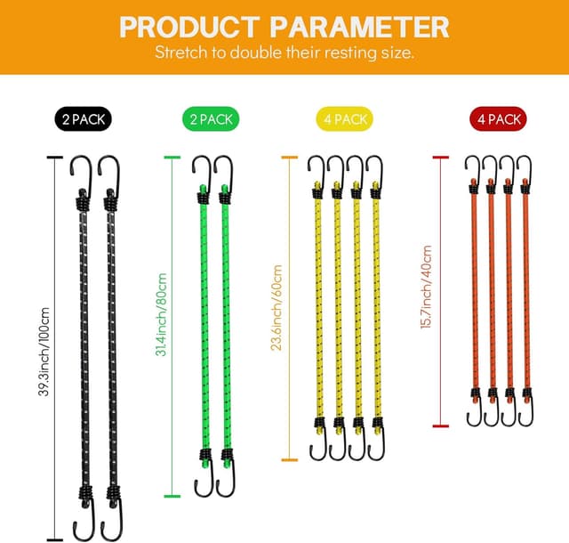 Detalle 2 de Jsdoin Bungee Cords 12-Pack Heavy Duty