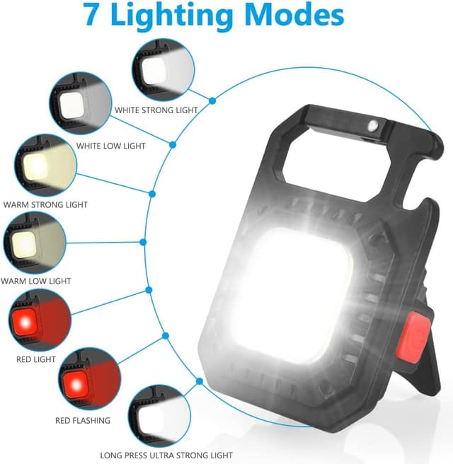 Detalle de URAQT Mini LED Arbeitsleuchte mit COB, 7 Modi, 800 Lumen und Magnetfuß (USB-C)