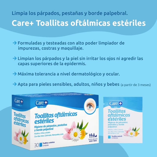Detalle 2 de Care+ Toallitas Oftálmicas 60 unidades