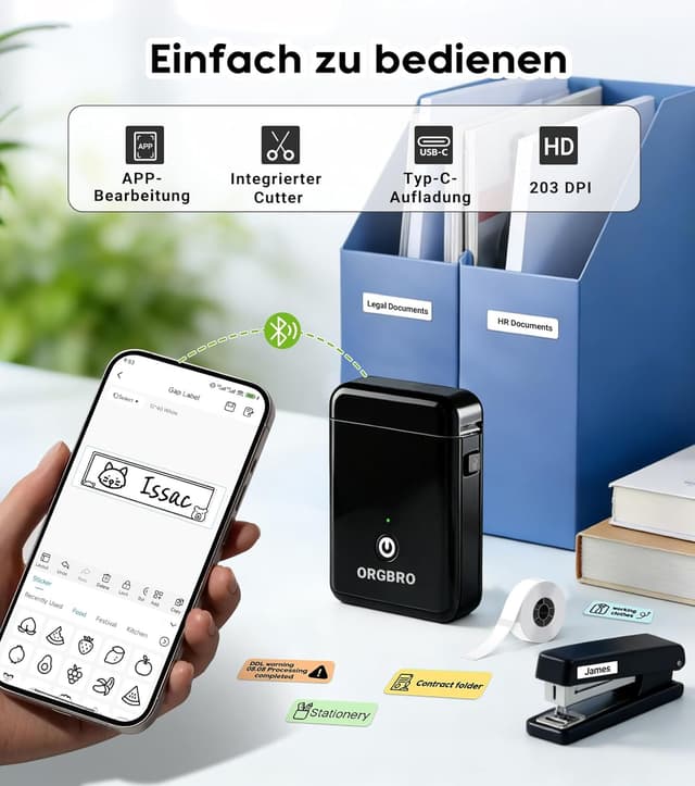 Detalle de ORGBRO X1 Etikettendrucker 2000 mAh