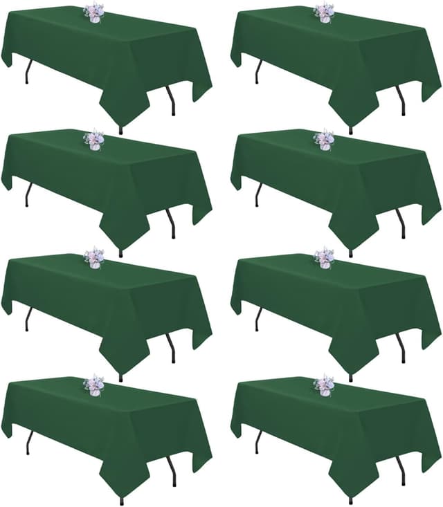 Detalle de pepmily 8-Pack Dark Green Tablecloths (60x102 Inch) for 6-Foot Rectangle Tables
