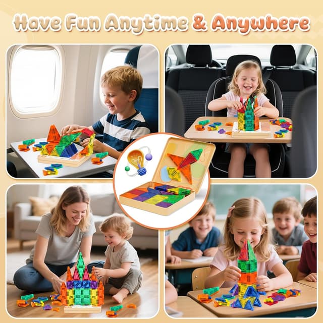 Thumbnail 5 de Akosuntoys 60-Piece Magnetic Tiles Travel Set