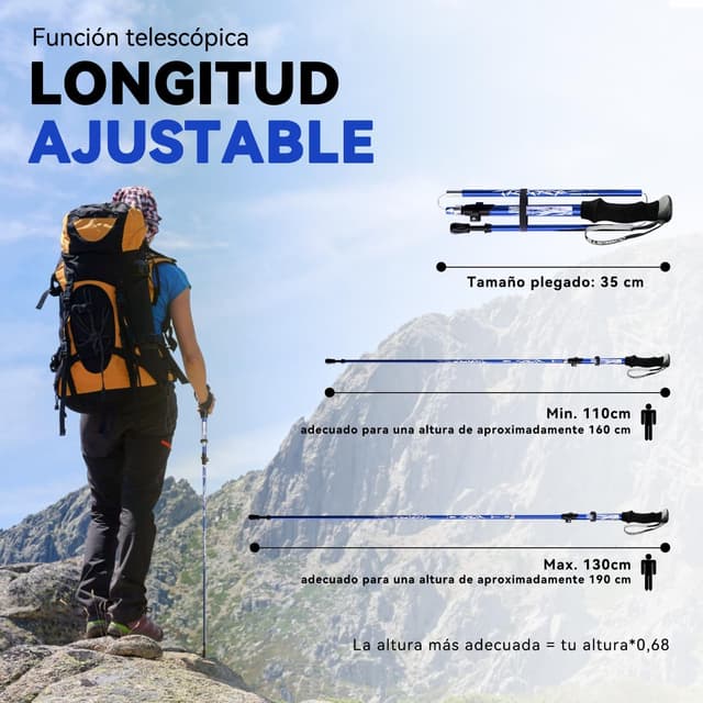 Thumbnail 2 de DOBESTS Bastones de Senderismo plegables 110 130 cm