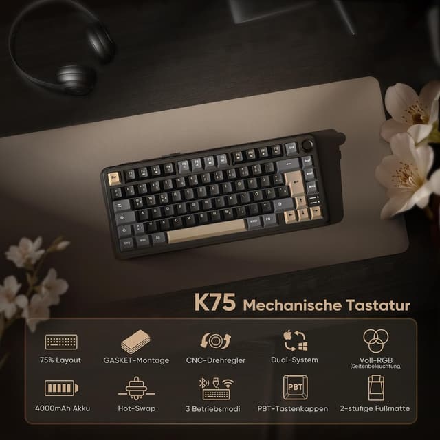 Detalle 2 de RedThunder K75 4000 mAh mechanische Gaming Tastatur