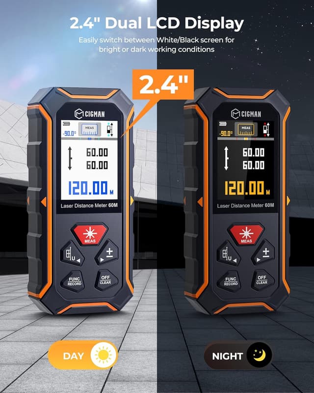 Detalle de CIGMAN CD60R 120M misuratore laser bilaterale con display IPS retroilluminato e 100 memorie