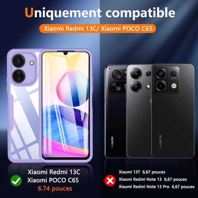 Detalle 2 de Hensinple Hülle für Redmi 13C 4G, 360 Grad Schutz