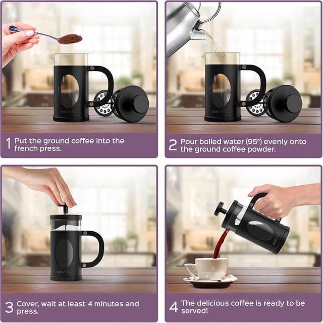 Detalle 2 de bonVIVO French Press 350 ml für 1–2 Tassen