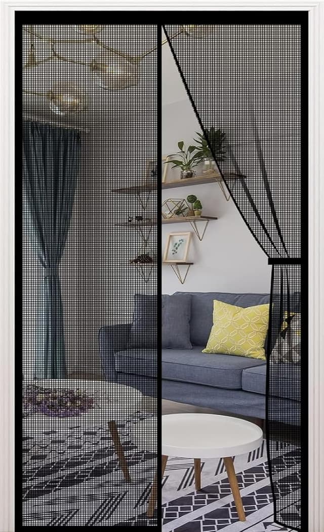 Detalle de XCMVCN Magnet Fliegengitter für Balkontür 60×185 cm (Türvorhang, ohne Bohren) – schwarz