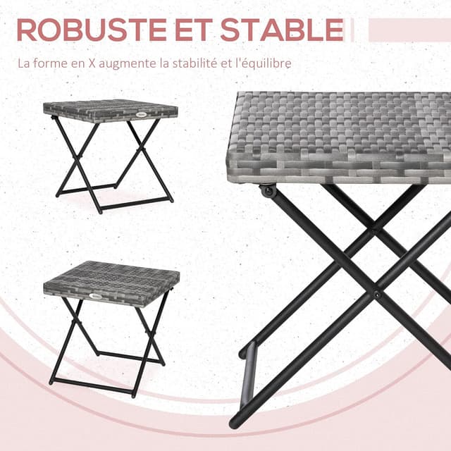 Thumbnail 5 de Outsunny Table basse pliante 40 cm imitation rotin