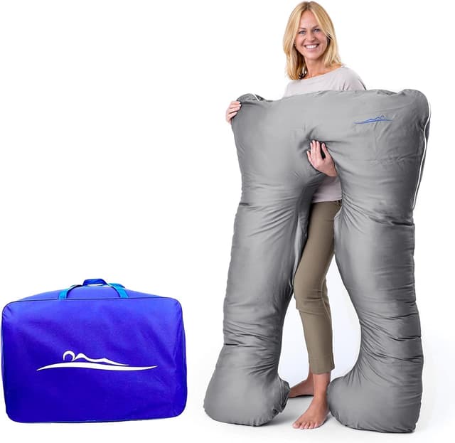 Detalle de MAKOSAS KomfortKissen ORIGINAL Premium Kühlendes Seitenschläferkissen (Grau, Bambus) – 100 x 150 cm