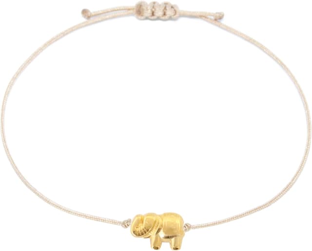 Detalle de Selfmade Jewelry Damen-Armband mit Elefant „Silber“ aus Handmade-Makramee, größenverstellbar inkl. Geschenkverpackung