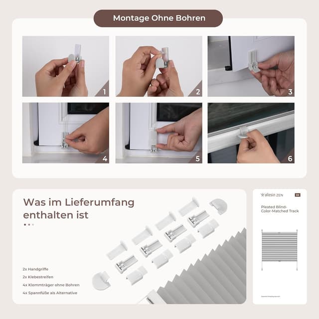 Thumbnail 4 de Allesin Plissee Klemmfix 70x210 cm 🪟