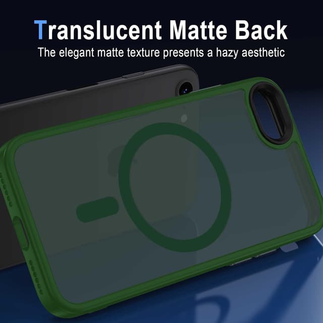 Detalle de Coque magnétique XTCASE pour iPhone 8 / SE 2020-2022 compatible MagSafe, dos mat translucide vert foncé