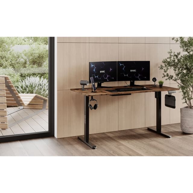 Detalle 2 de sense7 NOJO escritorio eléctrico regulable de 140x70 cm negro/marrón oscuro