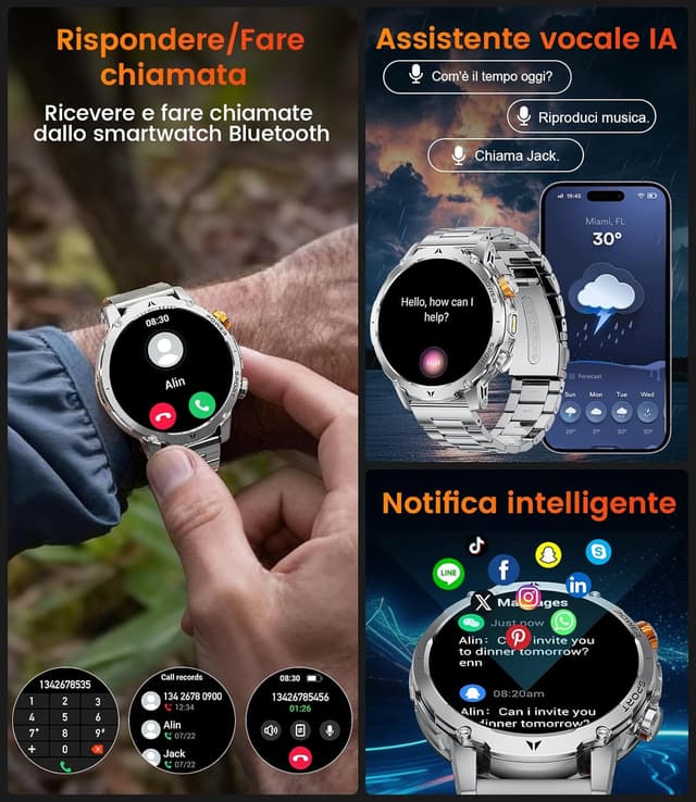 Detalle de SUNKTA smartwatch intelligente militare da uomo con batteria 1000 mAh e schermo 1,7" HD