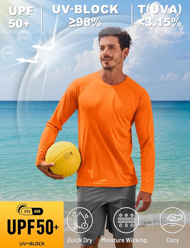 Detalle de TACVASEN Men’s UPF 50+ UV Protection Long Sleeve T-Shirt for Outdoor Hiking & Walking