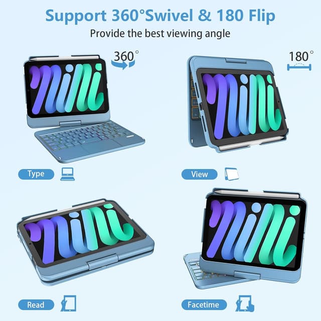 Detalle 2 de TaIYanG Keyboard Case for iPad mini 7 A17 Pro, 8.3" 🧑