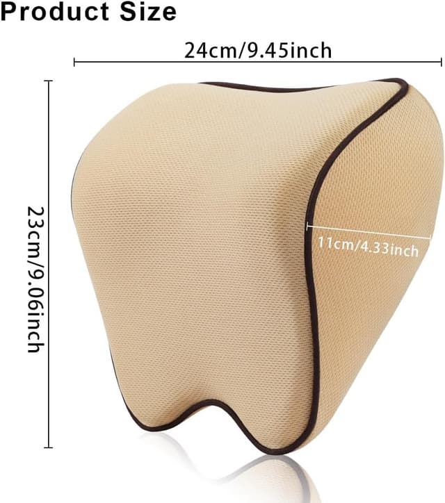 Detalle de Alaoo Cuscino Poggiatesta Auto ortopedico con supporto collo e spalle, rimovibile e traspirante (beige, 1 pezzo)