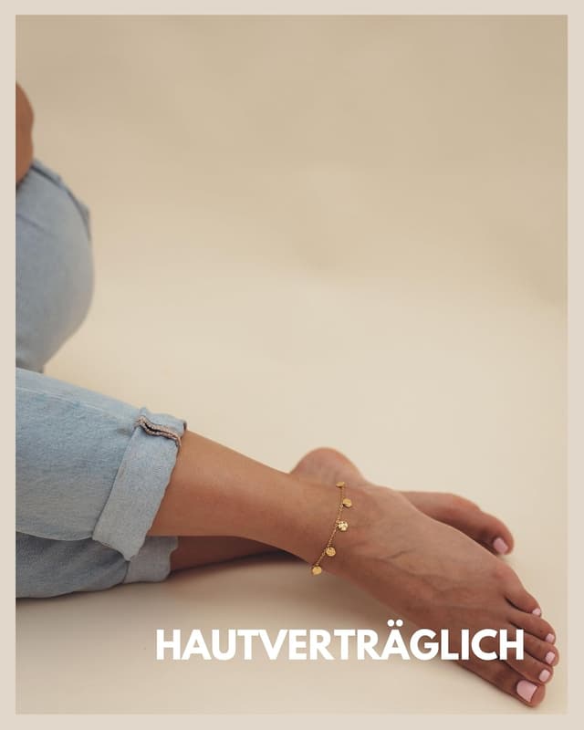 Detalle 2 de GD GOOD.designs Damen-Fußkettchen aus 316L Edelstahl – wasserfest, von 22 bis 27 cm verstellbar