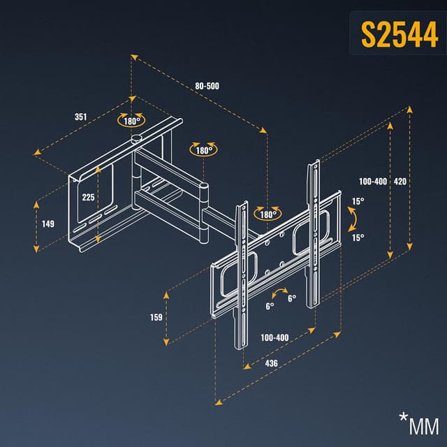 Thumbnail 8 de RICOO Soporte Pared Giratorio e Inclinable para TV 32-60"