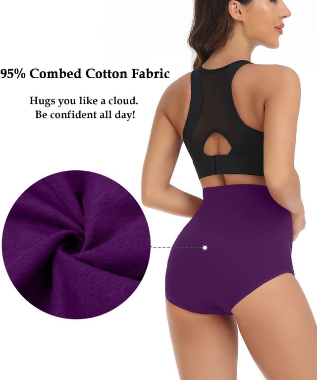 Detalle 2 de wirarpa Damen-Slips aus Baumwolle, Super hohe Taille – 4er Pack