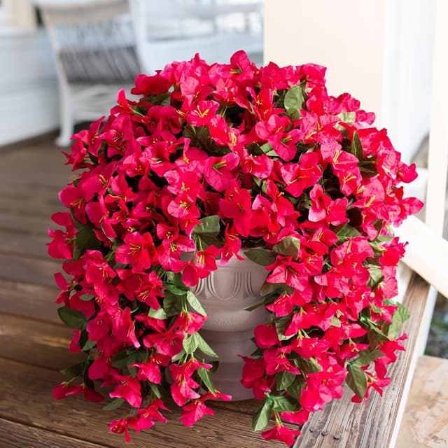 Detalle de Faux Bougainvillea Artificial Flowers (2 Bundles) UV-Resistant Long Trailing Vines for Outdoor Planters