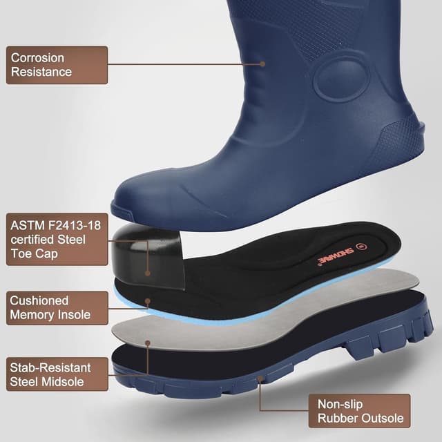 Detalle 2 de Showave Steel Toe Rubber Work Boots 100% Waterproof