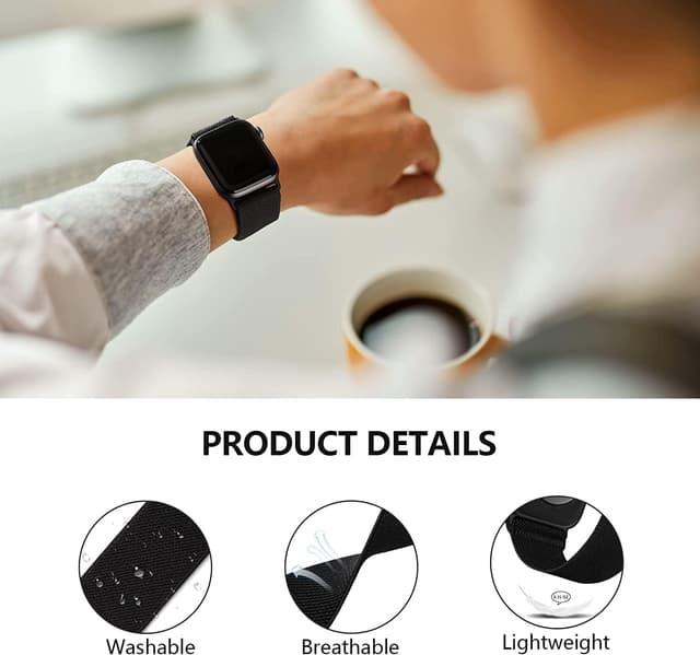 Detalle de CCnutri 4 Pack Stretchy Nylon Strap for Apple Watch (38–42mm, Series 11–1/SE/Ultra models)