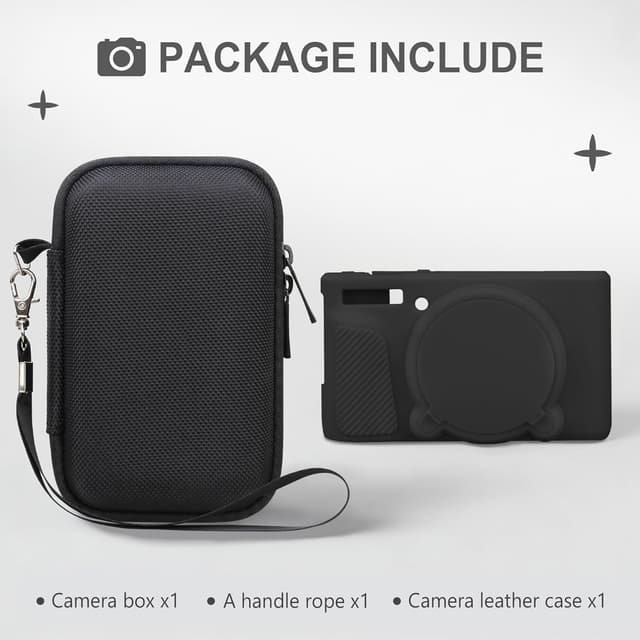 Detalle de BOVKE Hard Case + Silicone Cover for Canon PowerShot SX740 SX730 (Shockproof EVA storage bag, lens cover, wrist strap) – Black + Orange