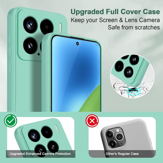 Detalle 2 de Btstring Hülle für Xiaomi 15 – Silikon-Case mit Mikrofaserfutter und Rundumschutz (Matcha Grün)