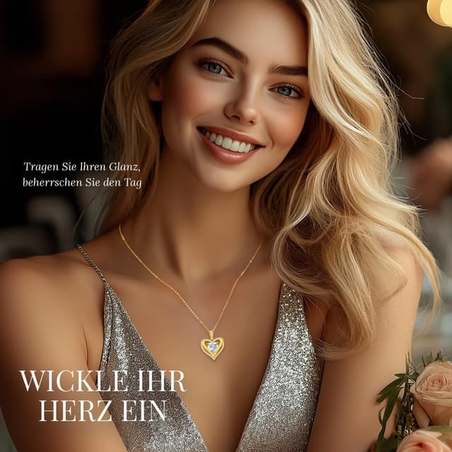 Detalle 2 de Collier CDE femme cœur double en argent 925 et moissanite (Pureté VVS1, couleur D)