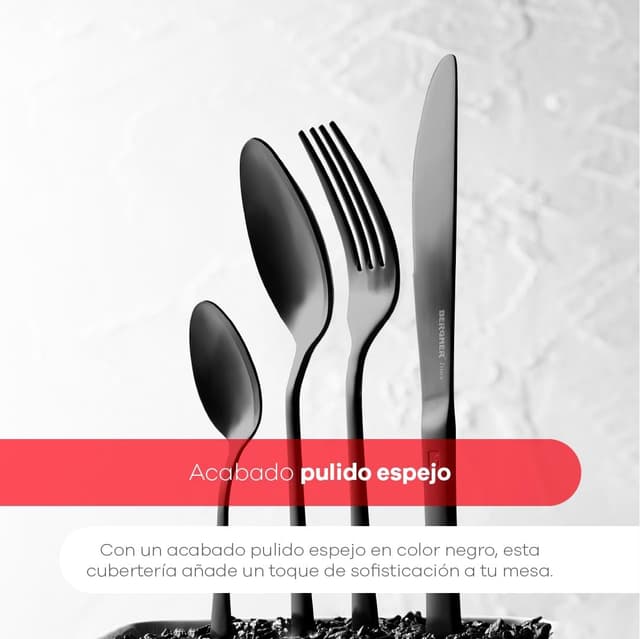 Thumbnail 3 de BERGNER MUNICH - Cubiertos de Acero Inoxidable negro brillante 🍴