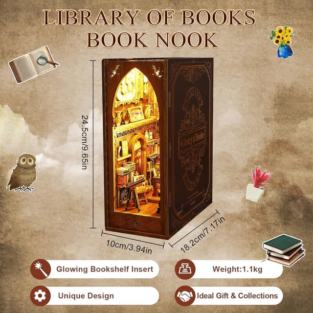 Detalle 1 de CRIOLPO Book Nook Kit LED 3D puzzle 0.5–3 m