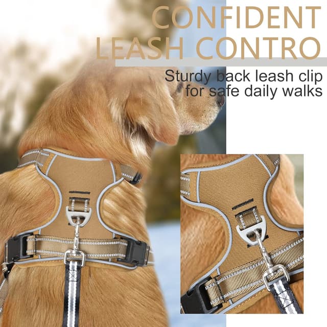 Detalle de HEEELE Dog Harness No Pull Large (Release on Neck) Bronze, L