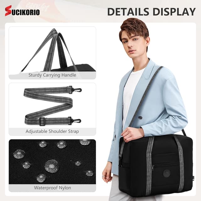 Detalle de SUCIKORIO Borsa da Viaggio EasyJet 45x36x20 cm impermeabile in nylon 32L con tracolla regolabile