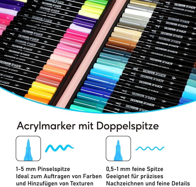 Detalle 2 de Pamaker 48 Farben Acrylstifte Set 🎨