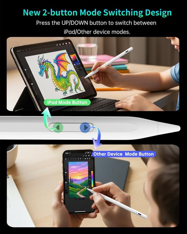 Detalle de MEKO Universal Stylus Pen for iPhone, Android, iPad & iWatch (Dual-Mode Active Stylus, USB-C Fast Charge) — White