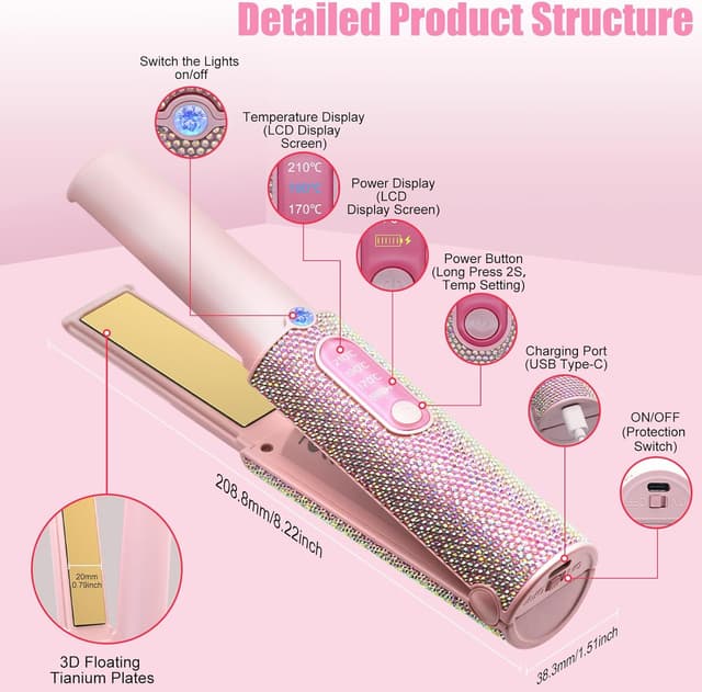 Thumbnail 6 de HUAJUN Mini Glätteisen kabellos 5000 mAh