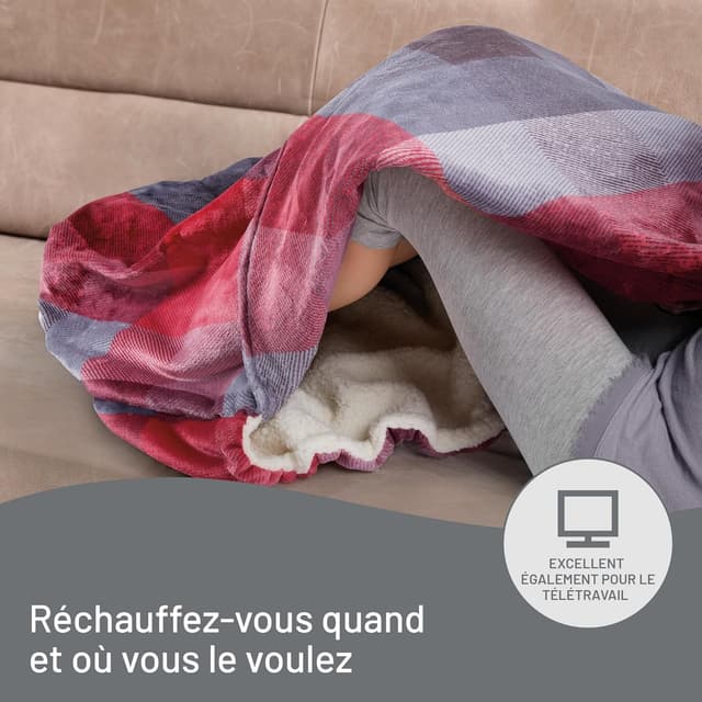 Thumbnail 6 de Imetec Couverture Chauffante Adapto Velvet Tartan 150x110 cm – plaid chauffant velours et sherpa