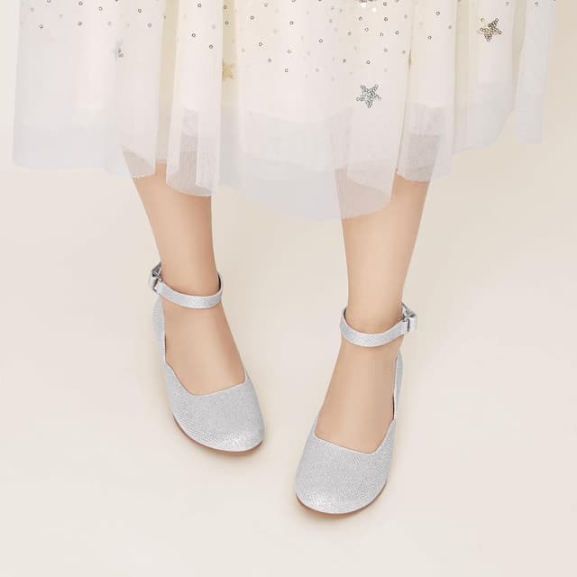 Detalle de DREAM PAIRS ballerines fille à talon compensé bas et bride cheville pour cérémonie