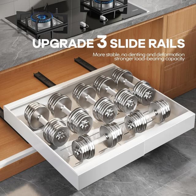 Detalle de Seinloes 4-Pack Expandable Pull-Out Cabinet Organizer (15.1"–26.3" Wide, Up to 21" Deep)