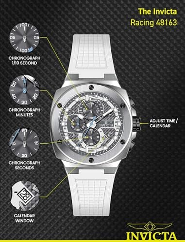 Detalle de Invicta Racing 48163: reloj de cuarzo para hombre en acero inoxidable de 47 mm
