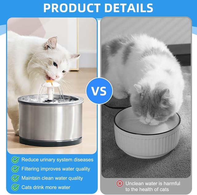 Detalle de 20Pcs Cat Water Fountain Filters (10 Activated Carbon + 10 Foam) for 2L & 3.2L Pet Drinking Dispensers