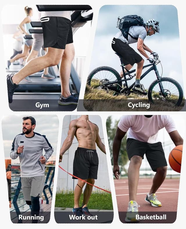 Detalle de OCYMA 3-Pack 2-in-1 Men’s Gym Shorts with Compression Liner, Pockets & Towel Loop (7 inch)