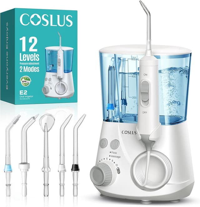 Detalle de COSLUS Irrigador Dental Sobremesa Profesional 2 Modos 12 Presiones 600ml