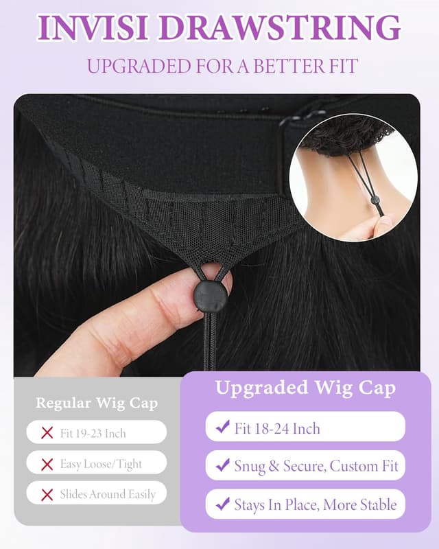 Detalle de luvobo 5x5 HD Lace Closure Wig (Human Hair, 28 Inch) with Ultra-Thin Invisible HD Lace