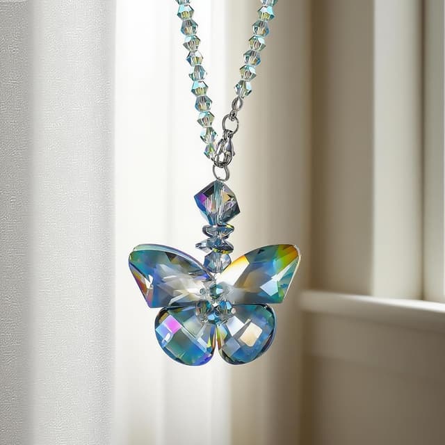 Thumbnail 6 de H&D HYALINE & DORA Crystal Glass Butterfly Car Key Charm Mirror Hanging Ornament (Butterfly-1)