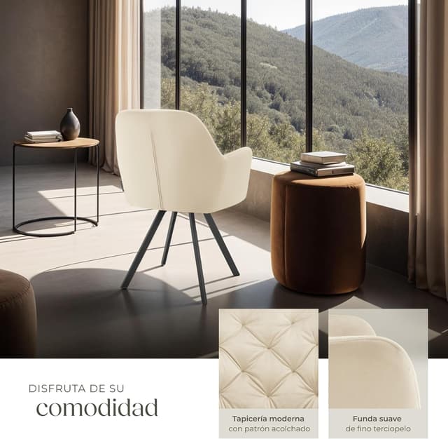 Thumbnail 5 de tectake Silla giratoria de terciopelo 6 unidades